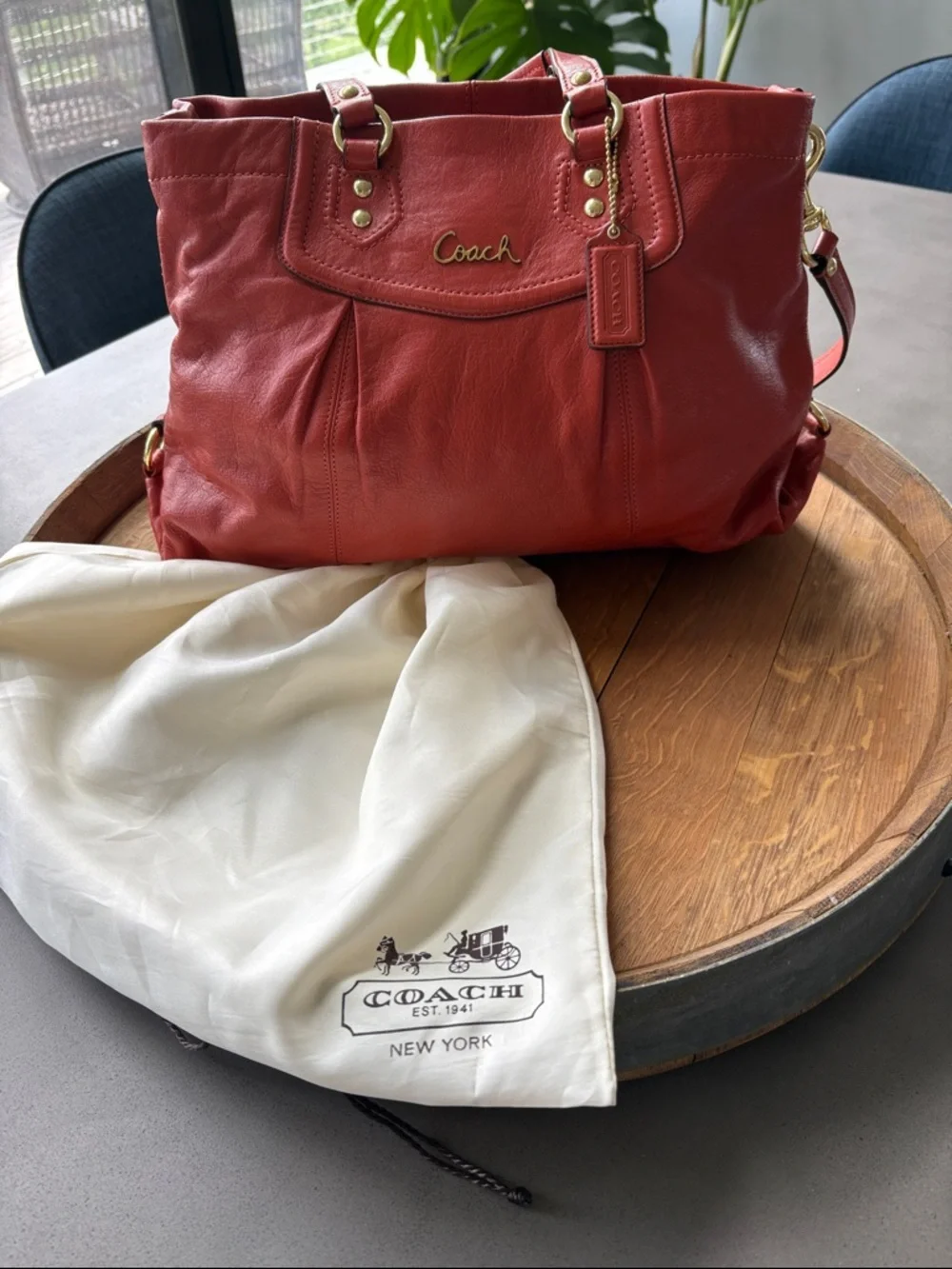 Coach Burnt Orange Leather Ashley Carryall Purse - Picture 1 of 17